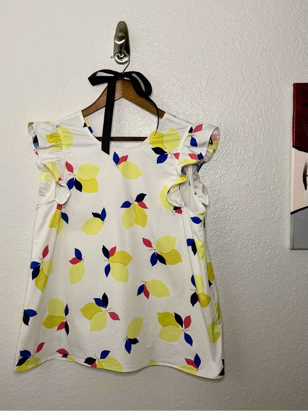 NWOT Kate Spade Lemon Zest Ruffle Sleeve Blouse Medium